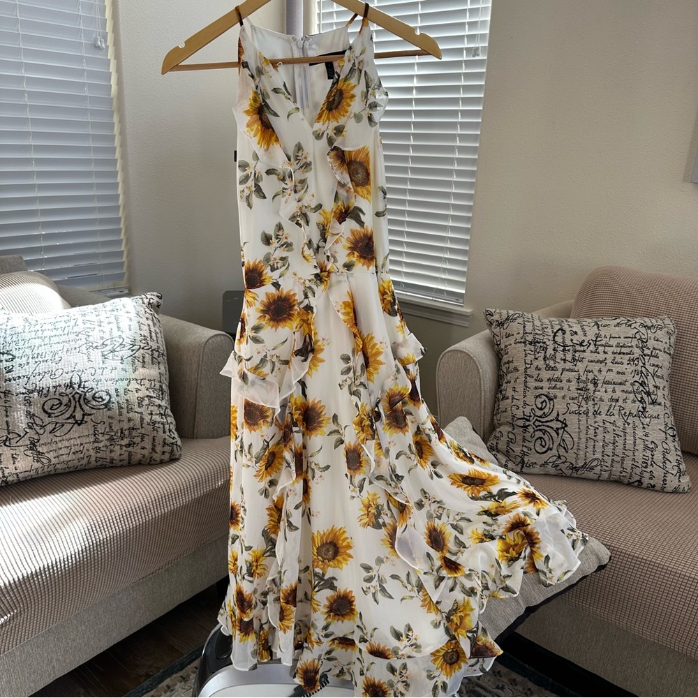 White House Black Market Sunflower Print Maxi Dress